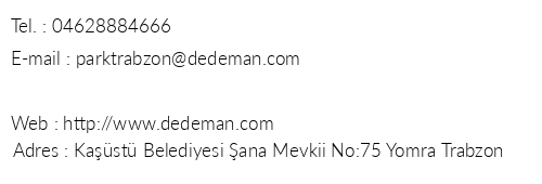 Park Dedeman Trabzon telefon numaralar, faks, e-mail, posta adresi ve iletiim bilgileri